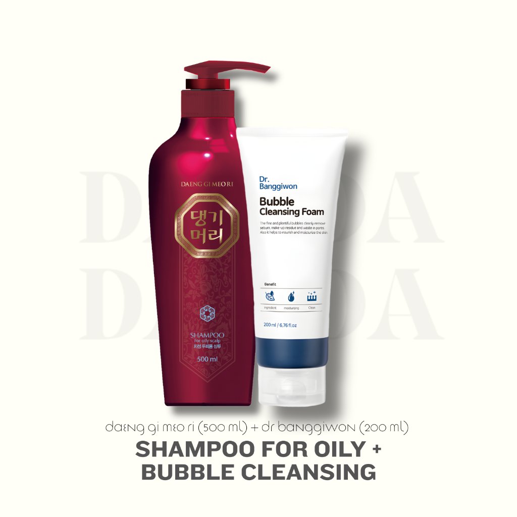 DAMOA - Shampoo For Oily 500ml + Bubble Cleansing Banggiwon Facial Wash 100ml - Sabun muka pria dan 