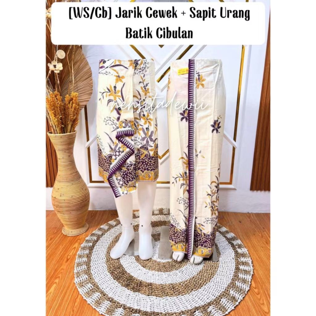 [WSU/Cb] 1 Set • Jarik Instan Cewek + Sapit Urang | Kain Batik Cibulan, Motif Lengkap