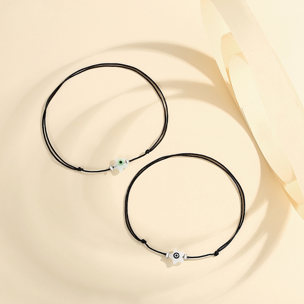 Lanme Jewelry Gelang Sehari-Hari Wanita Bintang Tali Hitam Gelang Murah Fashion Aksesoris AZ336