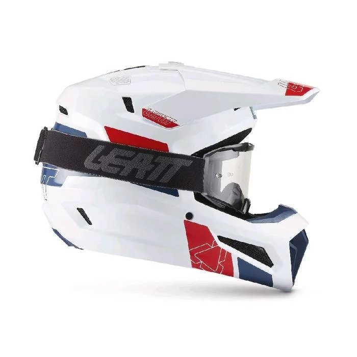 Helm Leatt 3.5 V27 White Helmet Leatt Kit with Goggle Vizion 2.5 Helmet Leatt 3.5 Original