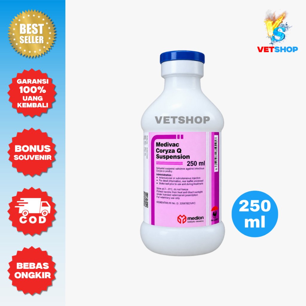 Vaksin Ayam Medivac Coryza Q Suspension 250ml Medion Unggas Snot Ngorok Original - VETSHOP