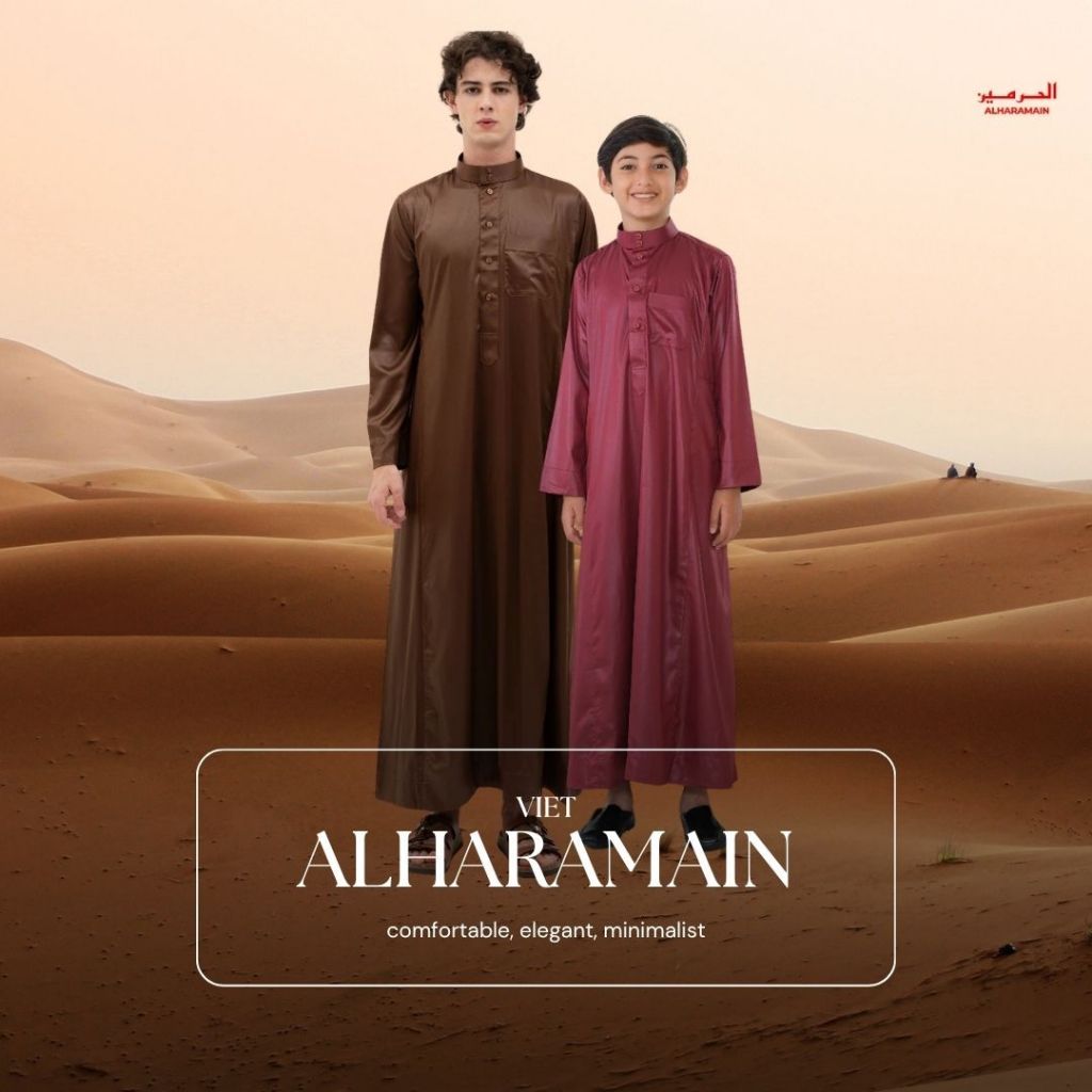 AL Haramain Jubah / Gamis Pria Remaja & Dewasa Viet Polos / Jubah AL Haramain | Maroon | Merah | Cok