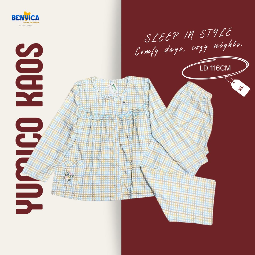 BAJU TIDUR PIYAMA LENGAN PANJANG XL YUMICO  KAOS PREMIUM
