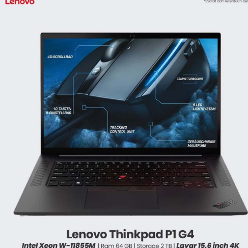 Laptop Workstation Lenovo Thinkpad P1 Gen 4 Intel Intel Core i7 Gen 11 Ram 64 GB SSD 3 TB GPU Nvidia