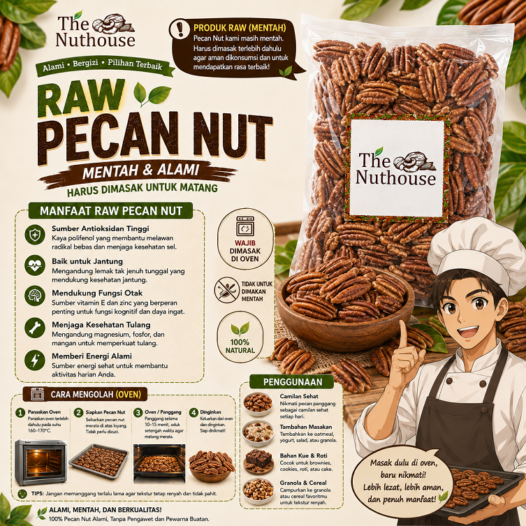 1kg RAW Pecan Nuts / Kacang Pecan Mentah