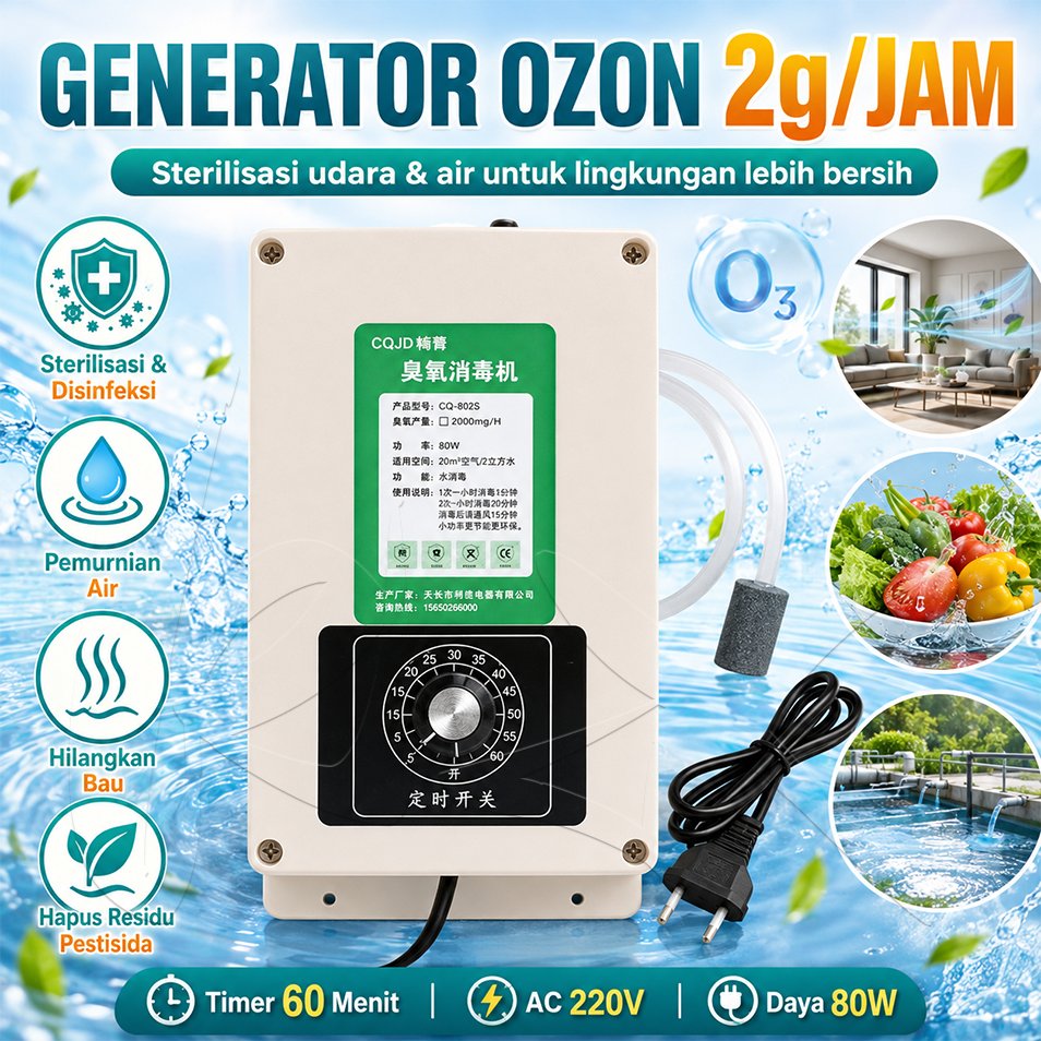 2000mg/hr Ozone Generator Water Purifier Strerilizer Sayuran Air Minum O3 Ozon Tabung Sterilizer ozo