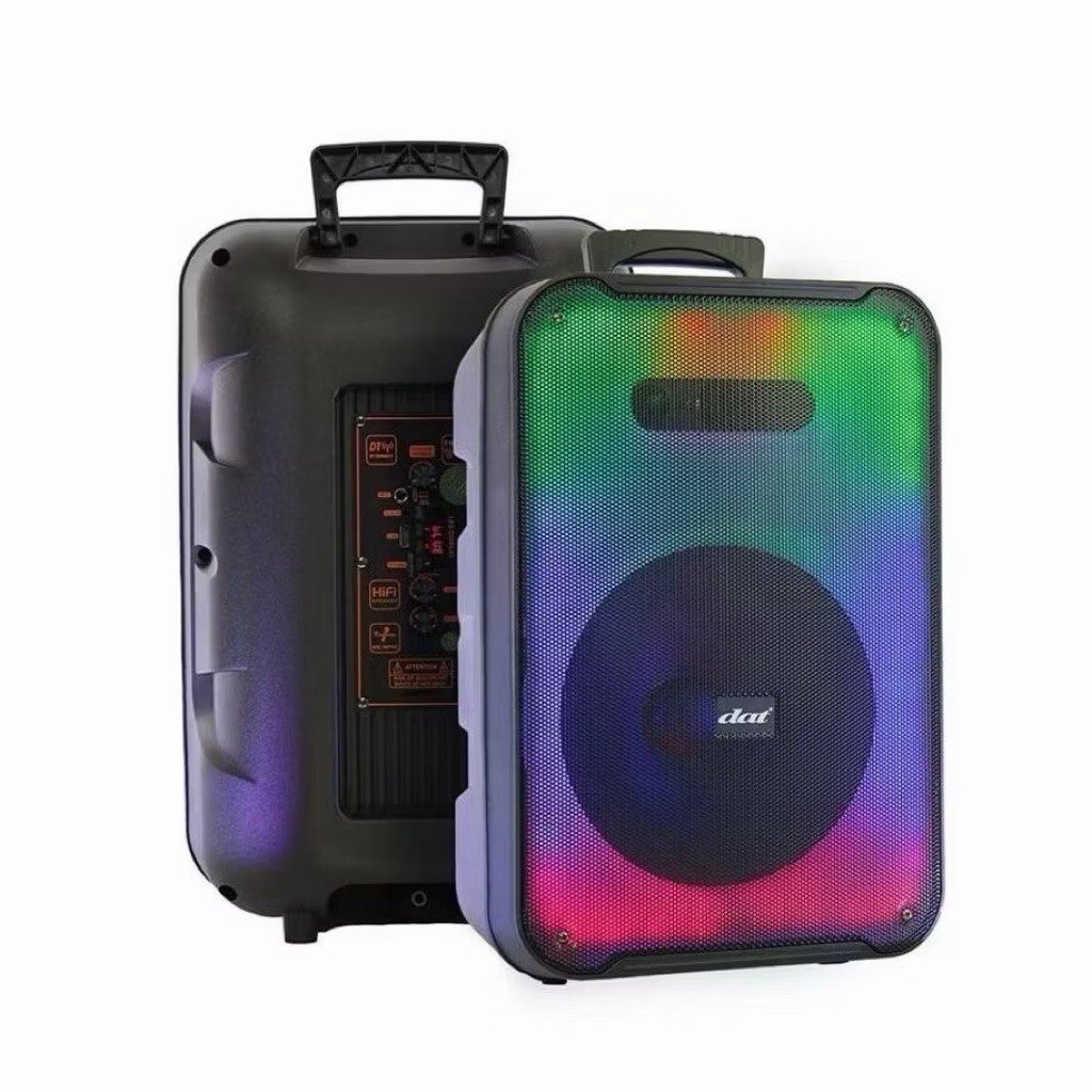 DAT Speaker Portable Bluetooth DT 1215 12 Inch Wireless 2 Mic Bass Mantep Trolley