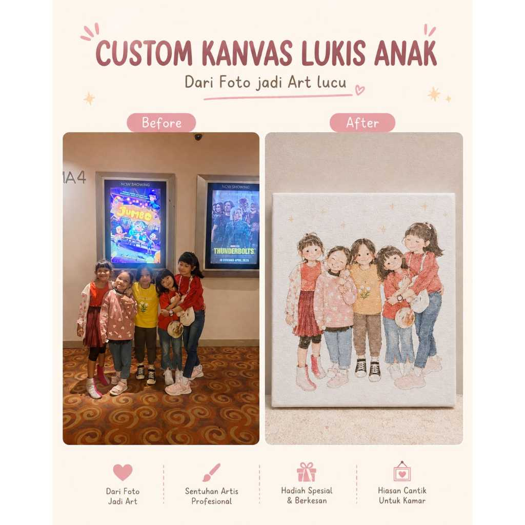 SKETSA KANVAS LUKIS DARI FOTO ASLI  PLAY N ART  GRATIS CUSTOM GAMBAR APAPUN