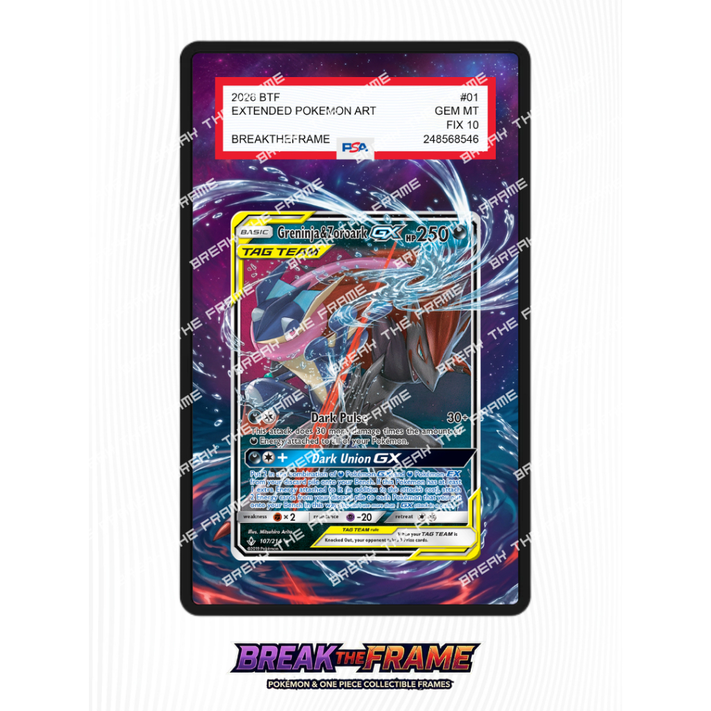 Greninja & Zoroark GX - Unbroken Bonds #107 - Extended Art Pokemon TCG for Slab Guard / Slab Sleeve