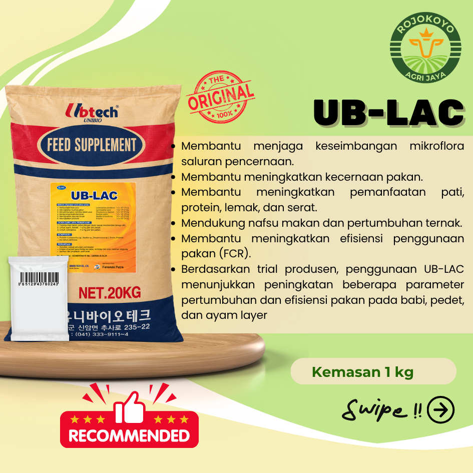 Ubtech Unibio UB-LAC Feed Supplement 1 Kg Probiotik Ragi Enzim Feed Supplement – Kombinasi Multi-Kom
