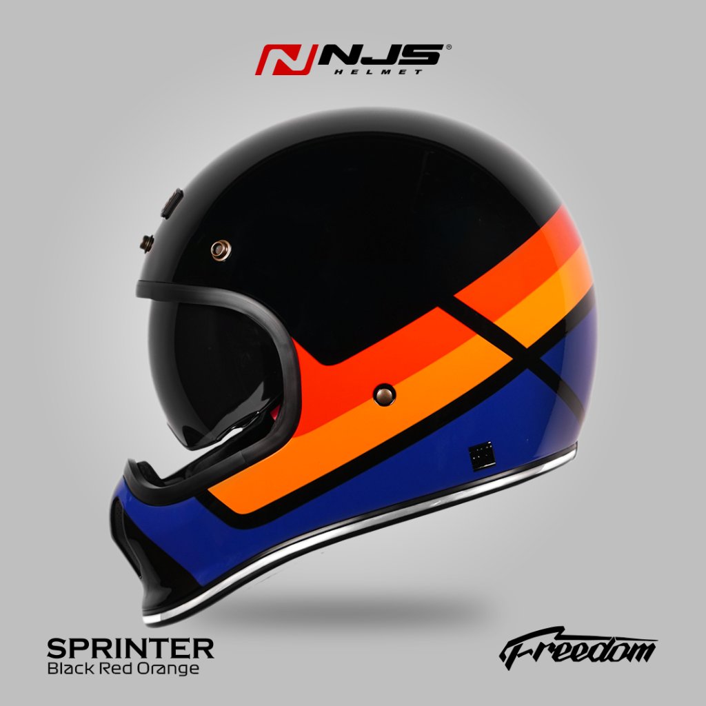 NJS FREEDOM SPRINTER Black/Red - Orange - Helm Full Face | NJS | NJS freedom | Freedom | Freedom Mot
