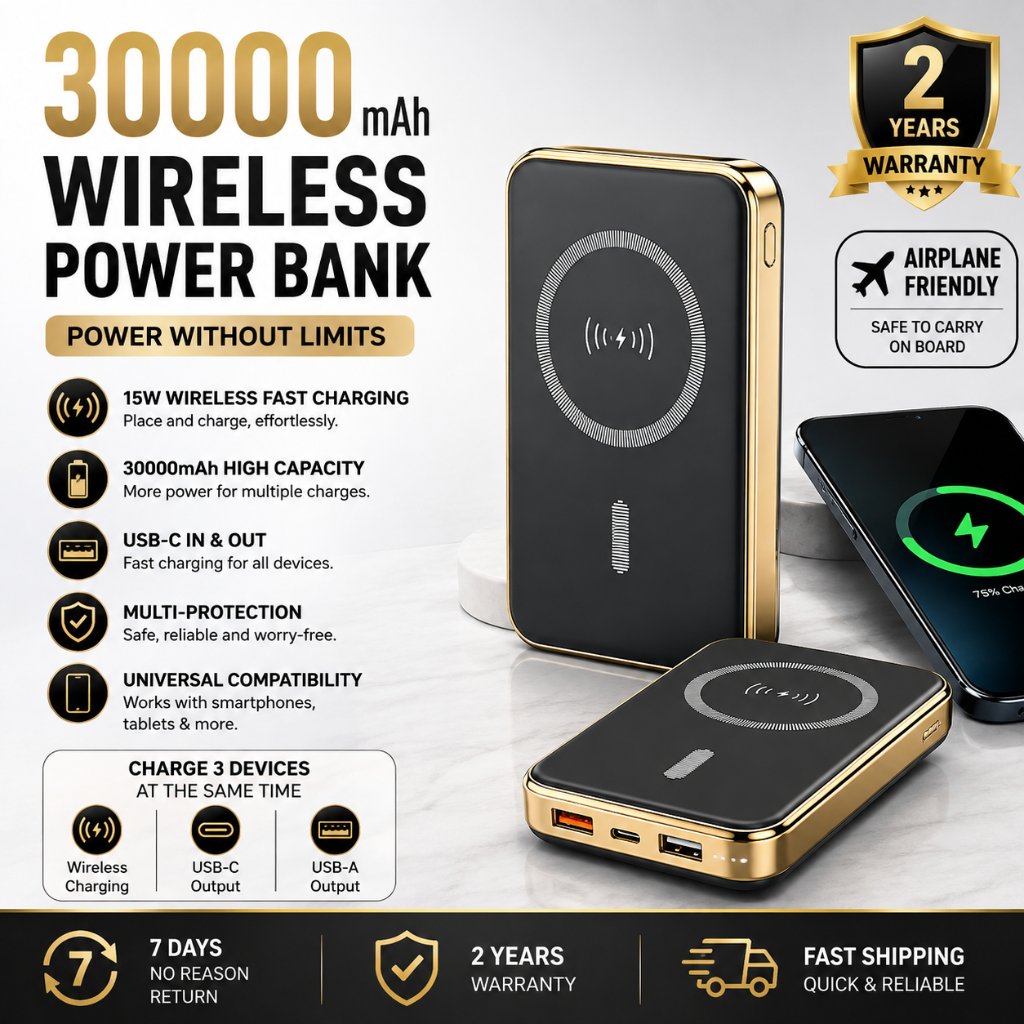 VALUE PACK LENTIVEN Powerbank 30000 mah Mini Fast Charging 20W Magsafe Magnetic Wireless Charger