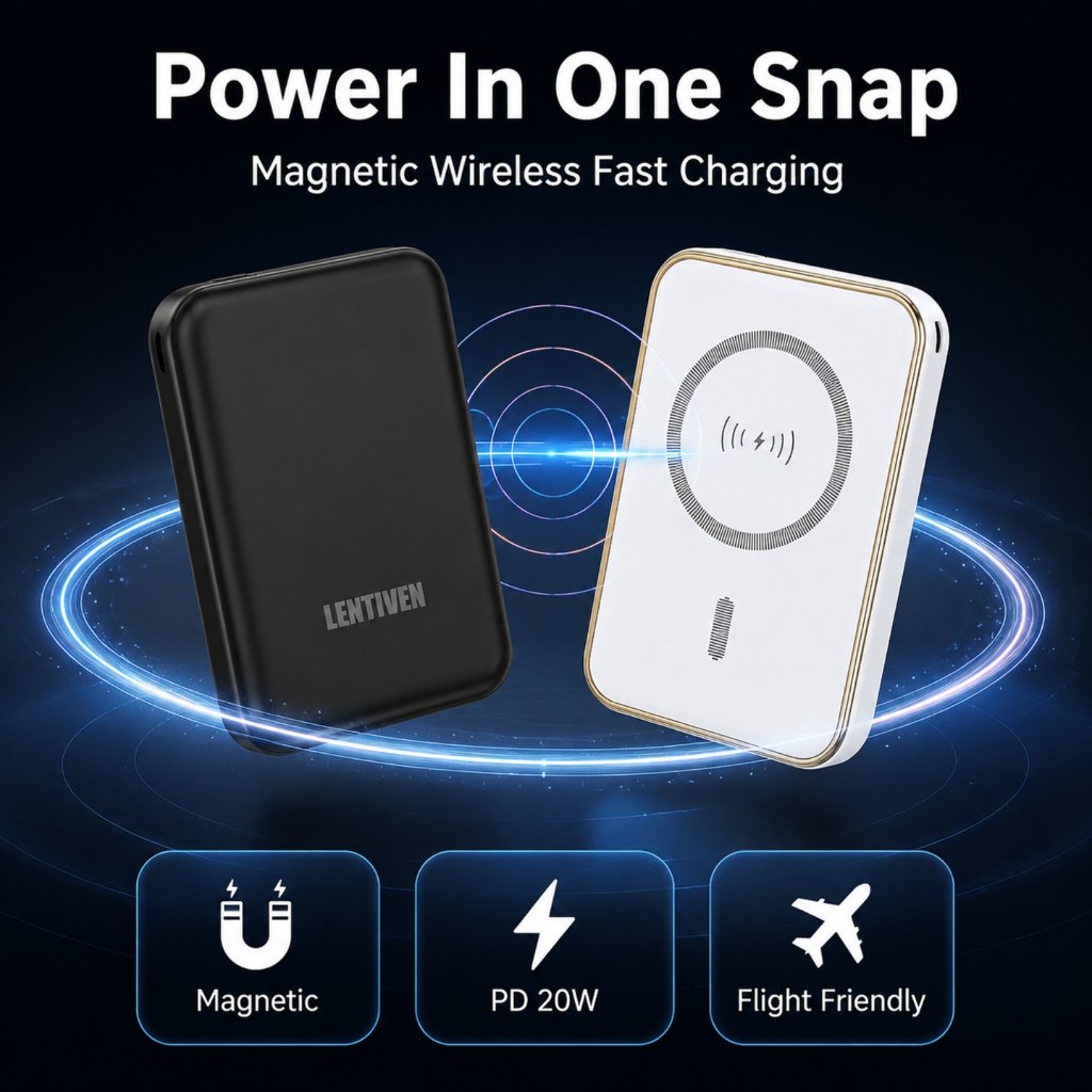 FLASH SALE LENTIVEN POWERBANK 30000 MAH MINI FAST CHARGING 20W MAGSAFE MAGNETIC WIRELESS CHARGER
