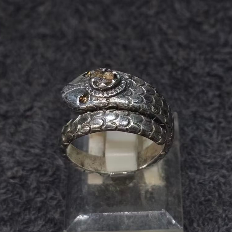 cincin ulan ulan perak intan lawasan kuno antik model ular