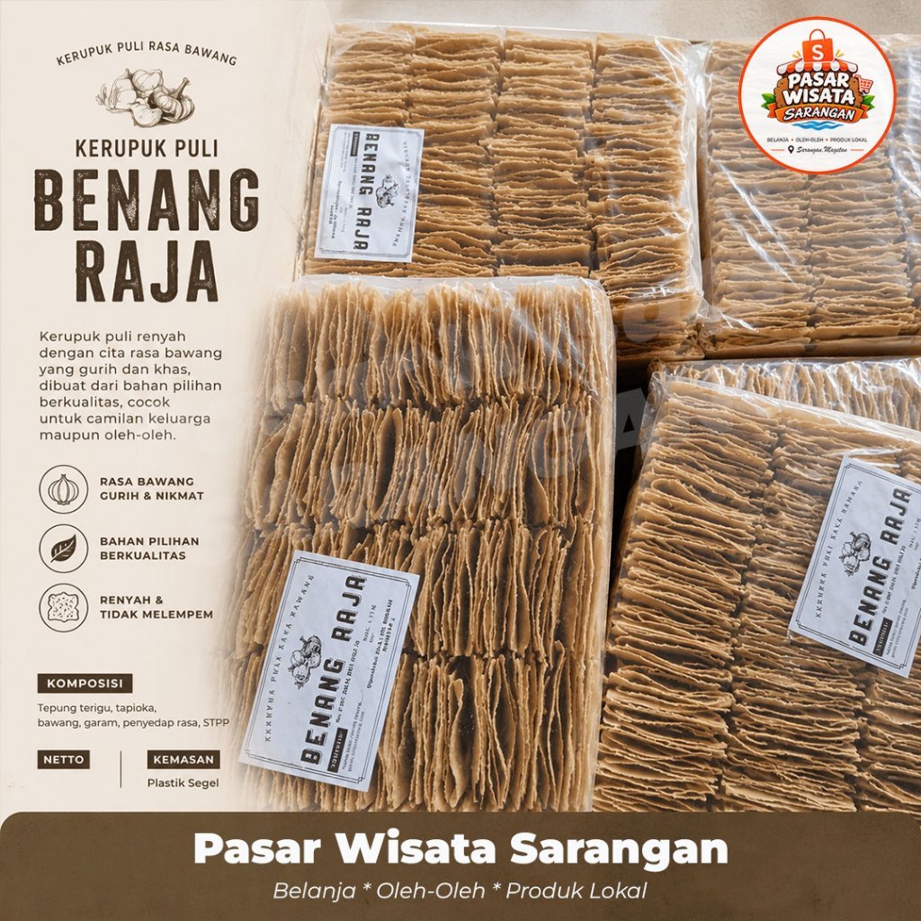 Puli Gendar Benang Raja Rasa Bawang – Kerupuk Mentah Gurih Renyah Siap Goreng
