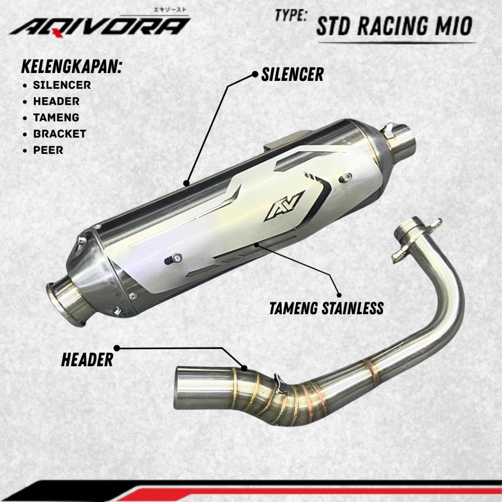 Knalpot Standar Racing Mio Knalpot Racing Mio Sporty Mio Smile Original Aqivora Exhaust