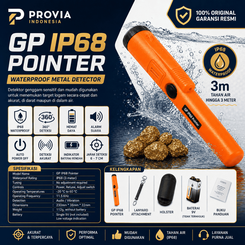 Metal detector Bawah Air GP IP68 Detektor Logam Tahan Air Gp Pointer Anti Dalam Air IP 68 Pointer AT