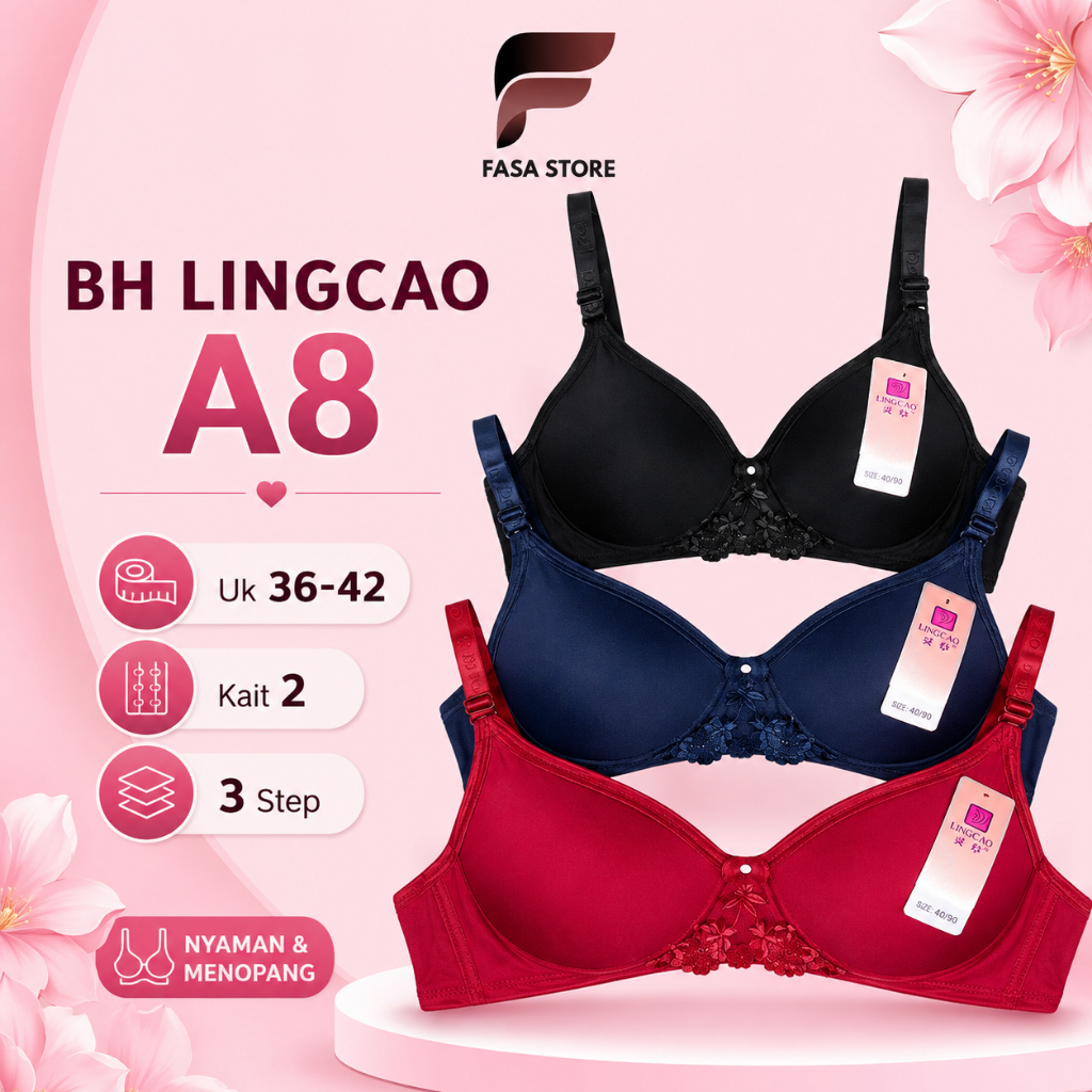 Bra Lingcao A8 Original | BH Busa Tanpa Kawat Lingcao | BH Lingcao Original Premium