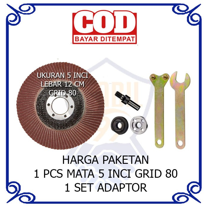 Arbor Adaptor Bor Ke Gerinda + Mata Gerinda Amplas Susun Flap Disk Poles Asah Pengamplasan Kayu Besi