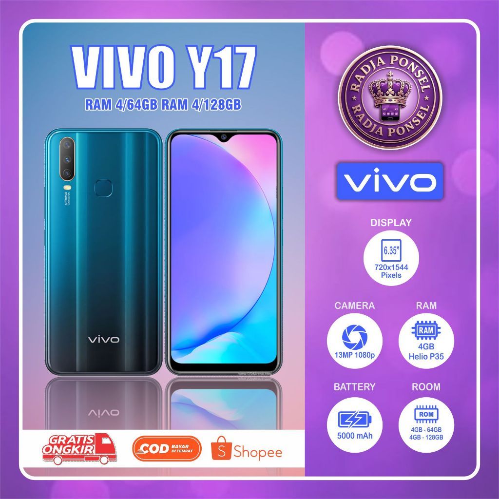 VIVO Y17  HP Second siap pakai RAM 4/64GB RAM 4/128GB
