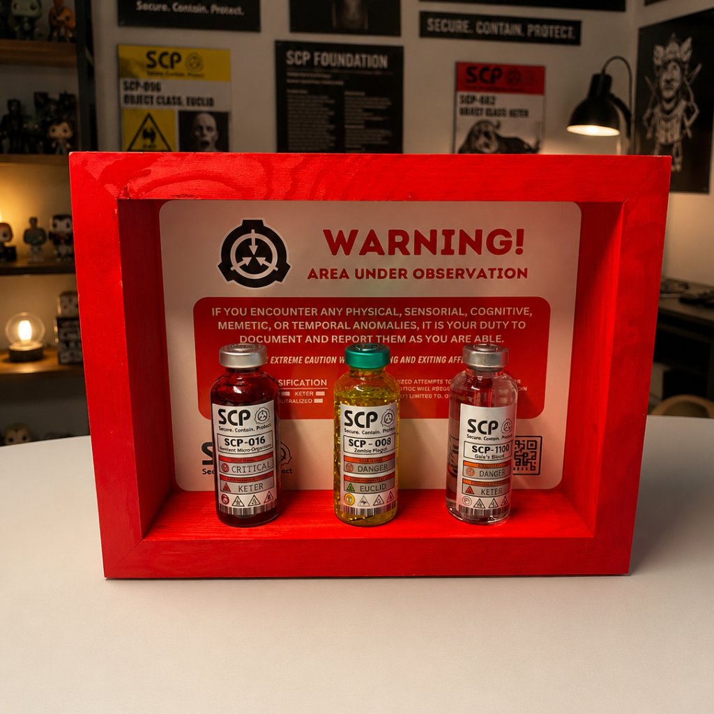 Frame 3D SCP Secure Contain Protect 3 Bottle Pajangan Dinding