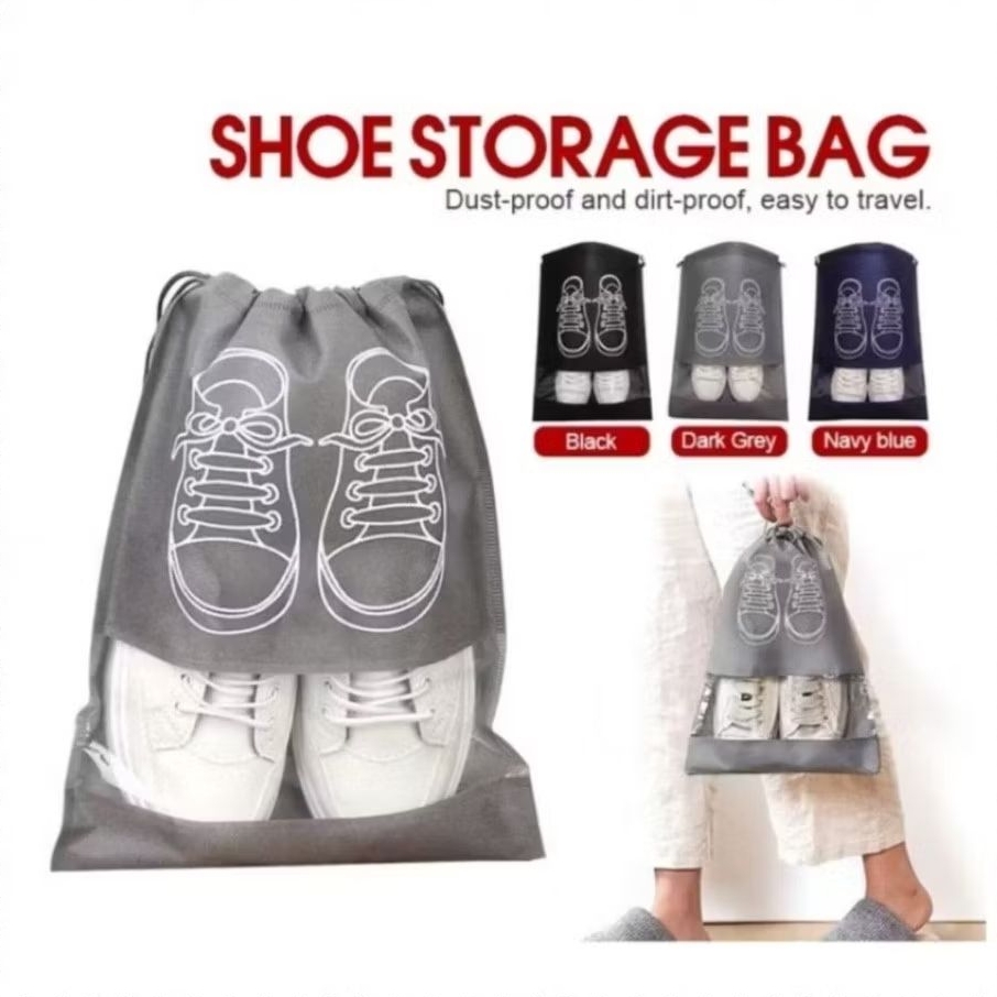 LN12 - Tas Serut Shoes Bag Penyimpanan Sepatu Dan Sendal Kantong Tali Serut Serbaguna Termurah