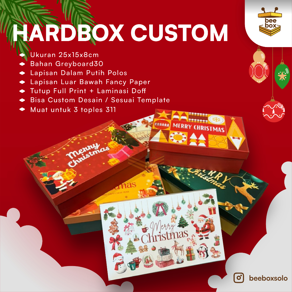 HARDBOX NATAL | KOTAK HAMPERS NATAL | PACKAGING CHRISTMAS | CHRISTMAS HARDBOX TUTUP PISAH