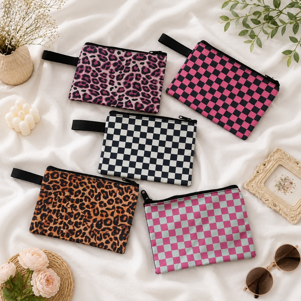 Pouch resleting motif leopard / pouch dompet souvenir leopard / dompet leopard / pouch kanvas / domp