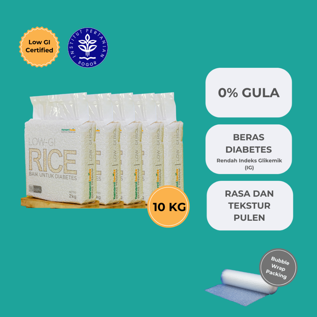 Beras Putih Premium Bundle 10Kg - Beras Diabetes Rendah IG Hanami Rice