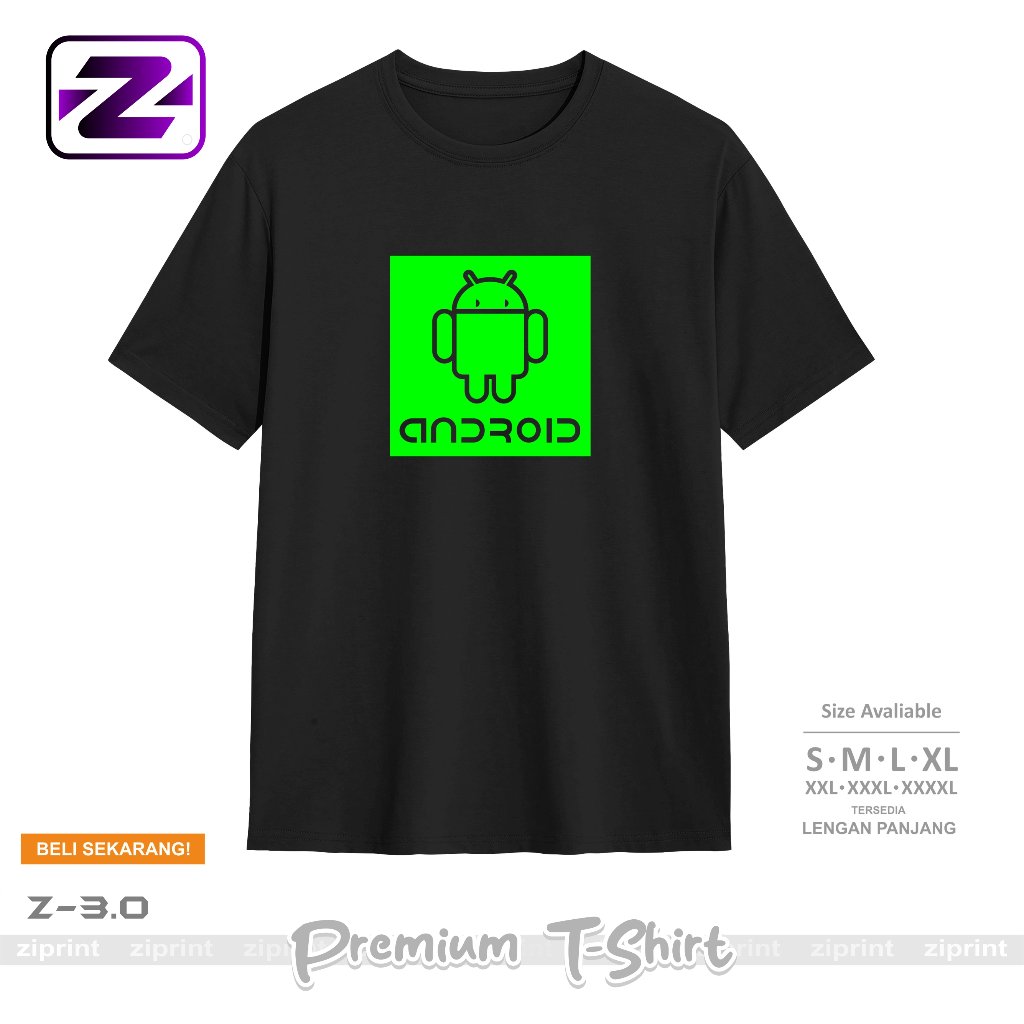 Baju Kaos Distro Android Logo T-Shirt pria wanita kaos Gadget Android