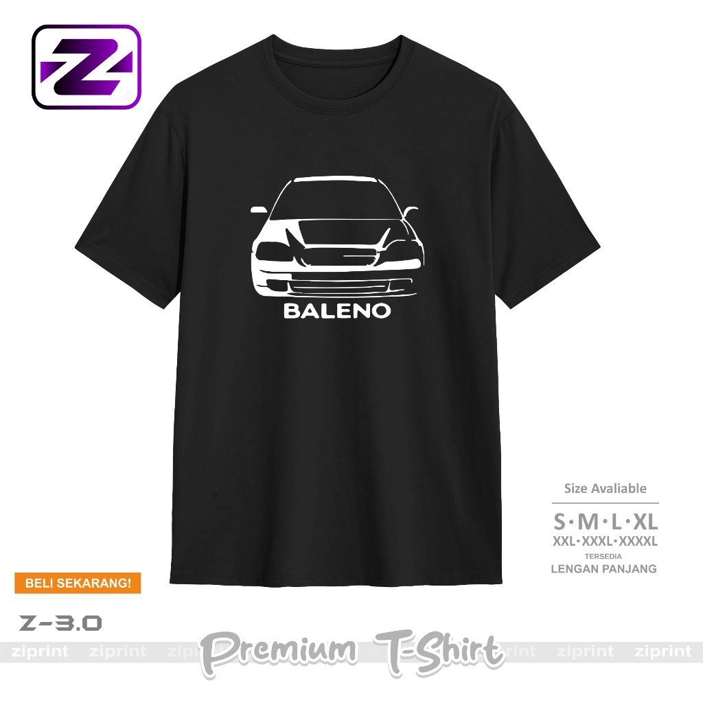 Baju Kaos Siluet Mobil Baleno T-Shirt Pria Wanita Kaos Otomotif Mobil Baleno