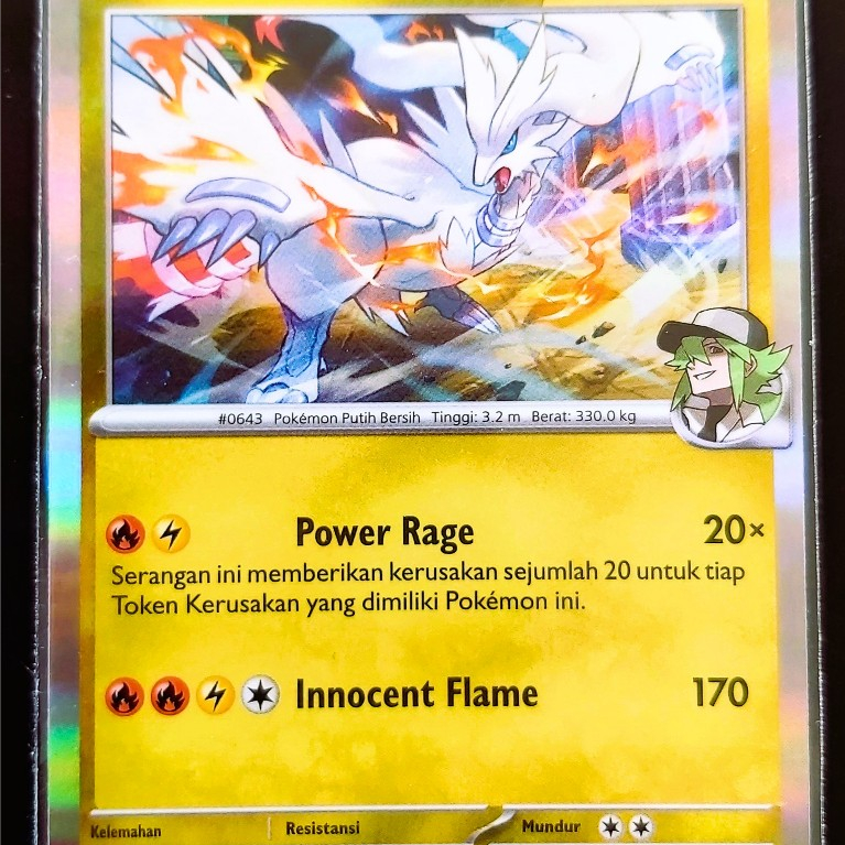 Kartu Pokemon Holofoil N's Reshiram(Reshiram) 128/193 berbahasa Indonesia