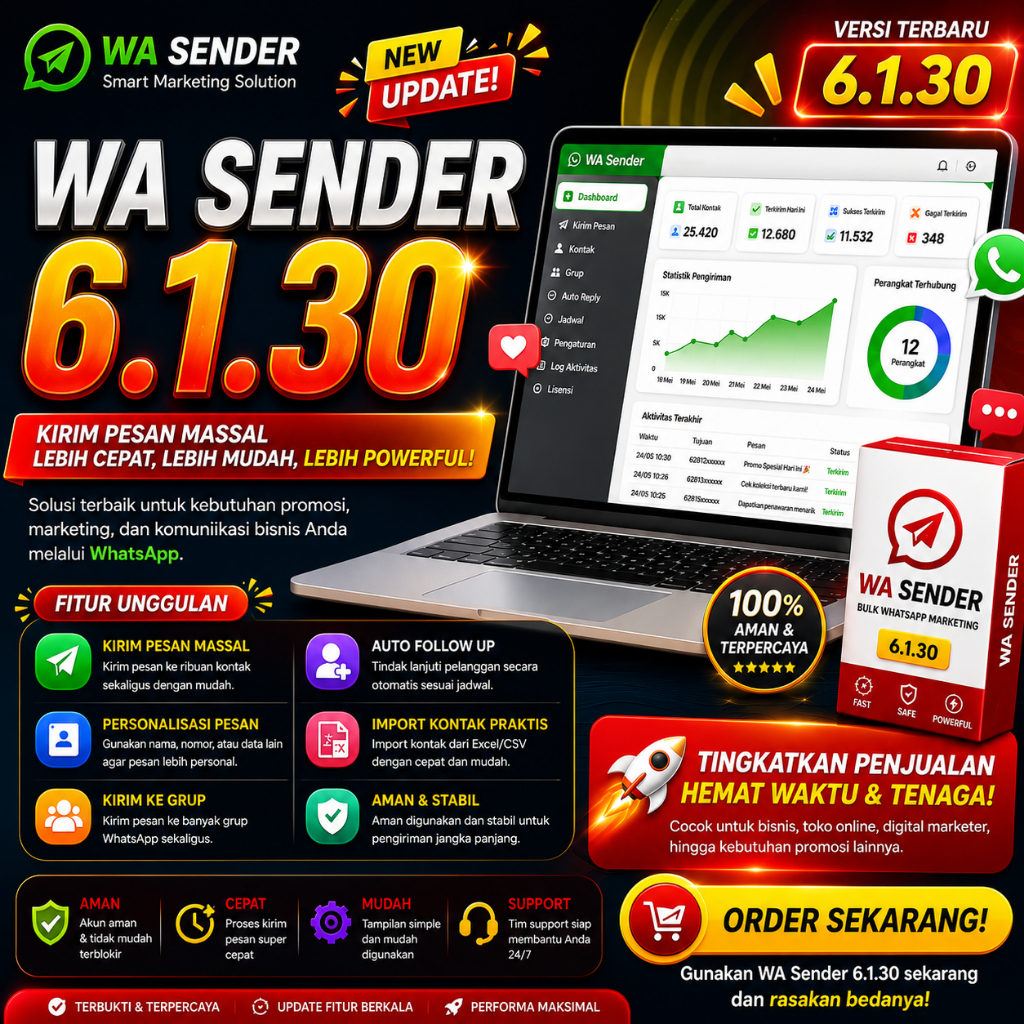 WA Sender 6.1.30 Bulk WhatsApp Marketing Kirim Pesan Massal botmaster ultrabot wa defender