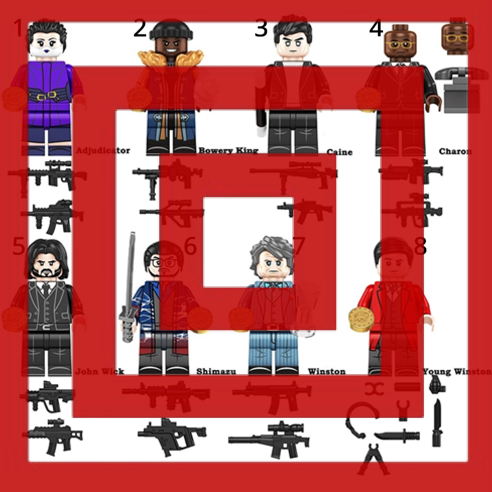 John Wick The Continental High Table Coin Adjudicator Bowery King Caine Charon Shimazu Winston Young