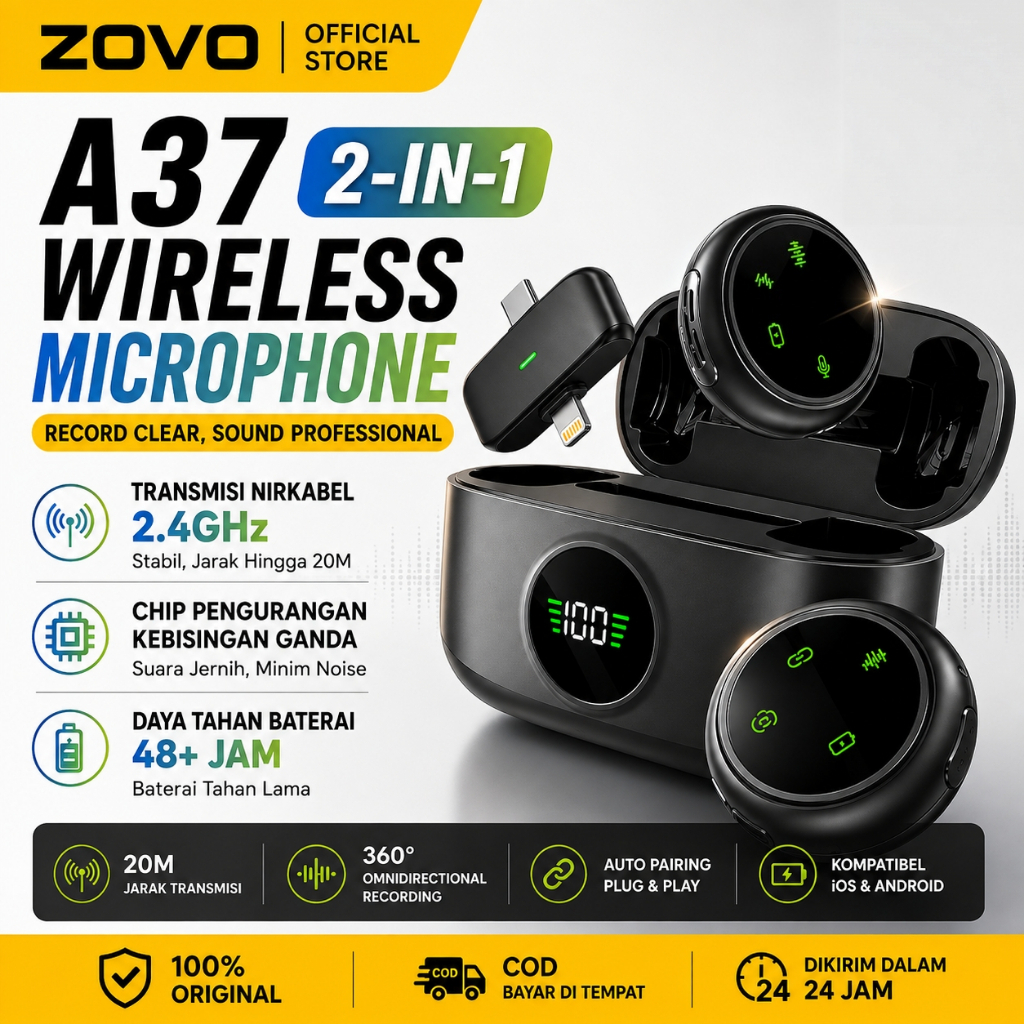 powrise A37 Wireless Lavalier Microphone