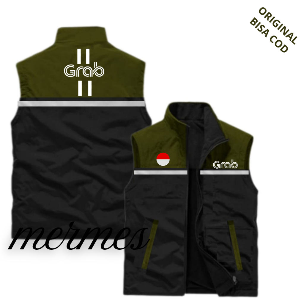 Rompi Outdor Grab | Rompi Ojol Pengendara Motor Rompi Grab Ojol | Jaket Rompi Ojol Grab Original