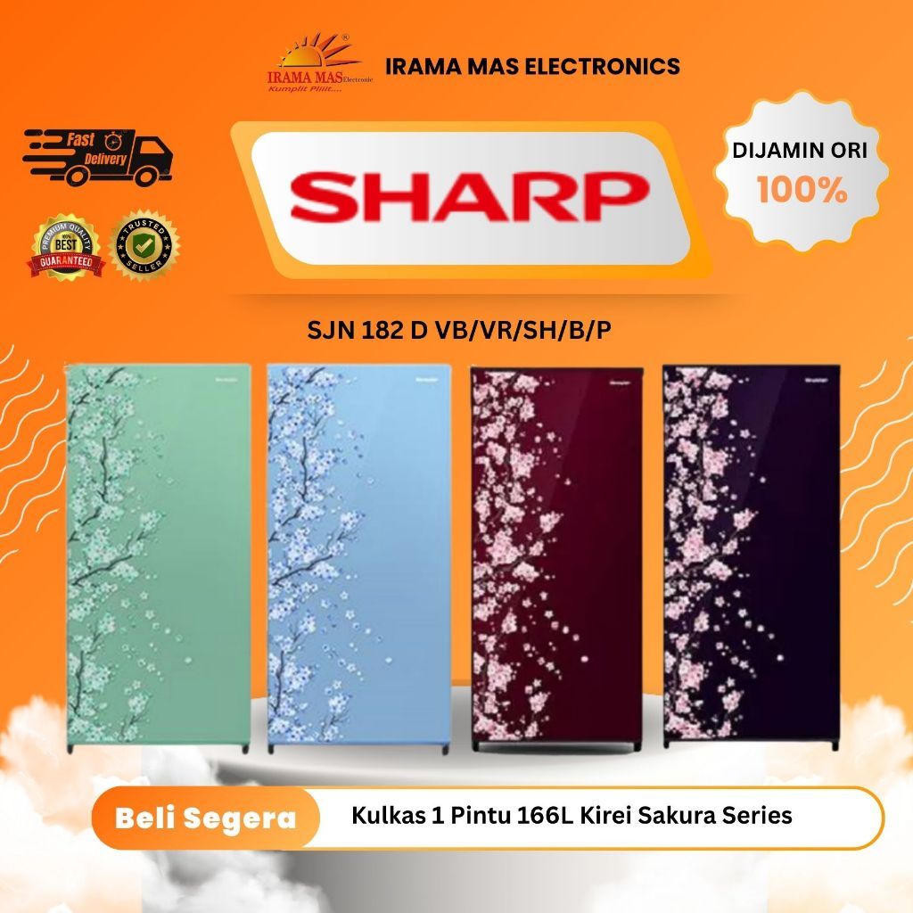 KULKAS SHARP SJN 182 D VB/VR/SH/B/P | Kirei III Sakura Series 166Liter