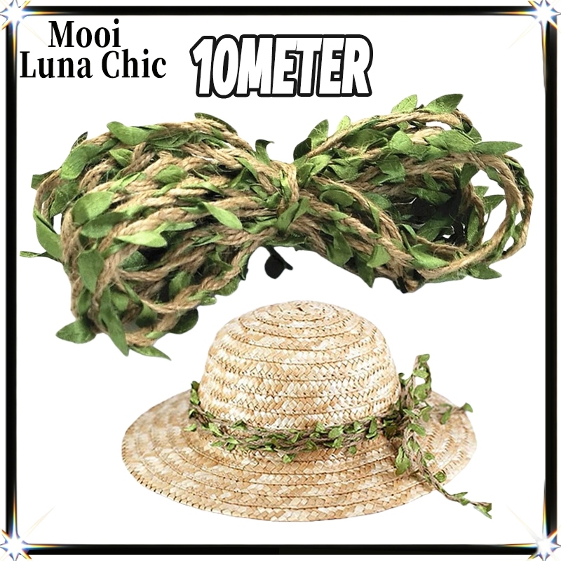 10Meter/Roll Tali Daun Rambat / Tali Pita Goni Daun/ Tali Rami Anggur Hijau Buatan/ Tali Goni Dengan