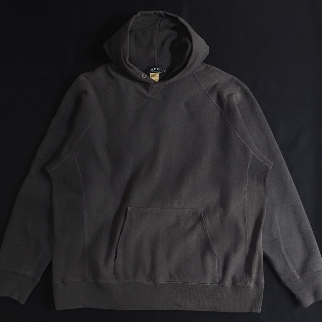 apc heavy hoodie blackwash size M fit L boxy not visvim kapital auralee porter