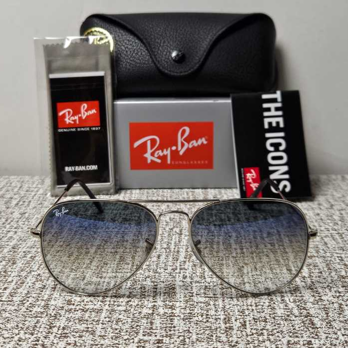 Kacamata Rayban Aviator RB3025 003/3F Silver Lens Blue Gradient Original