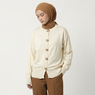 Delova Daily - Cardigan ROSE Polos Atasan Knit Bahan Rajut Halus & Tebal premium - Outer Wanita Korean Style
