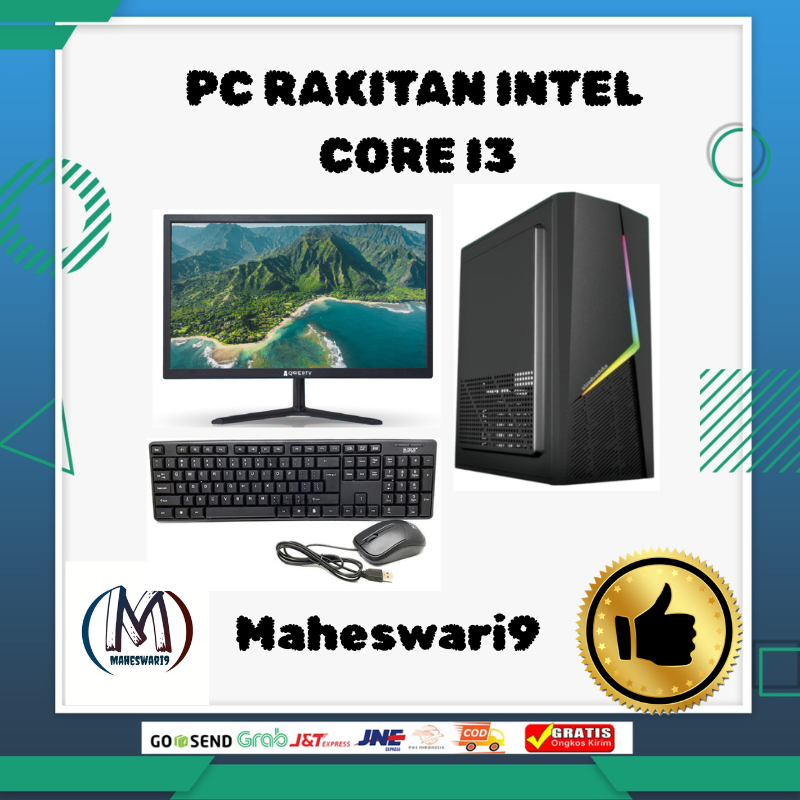 pc rakitan core i3 10100 gen 10 ssd 256gb full set siap pakai