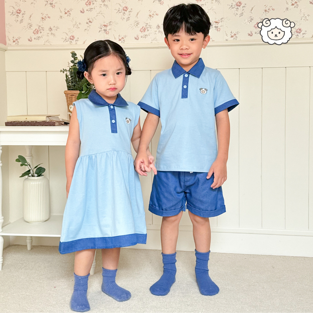 LYZORA – EVAN Polo Shirt Anak Laki-Laki Mix Denim