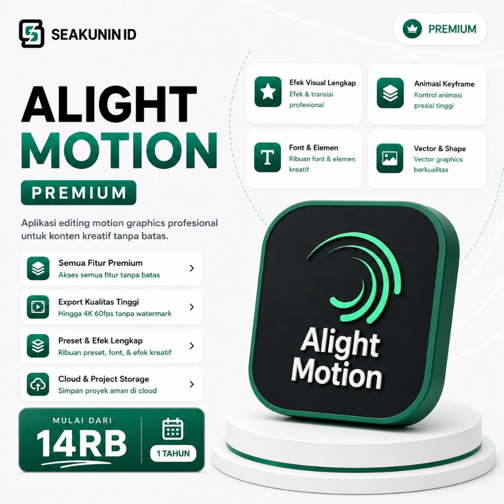 Alight Motion Pro 1 Tahun Private - No Watermark | Efek Premium | Full Unlock