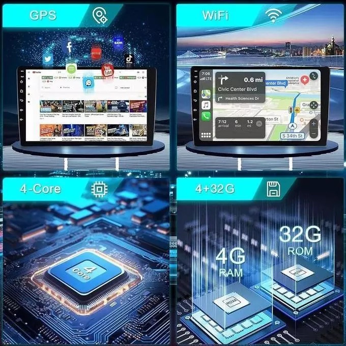 Head Unit Tip Tape Mobil Android RAM 4GB 6GB 8GB OS new Head Unit Double Din 7" inch GARANSI