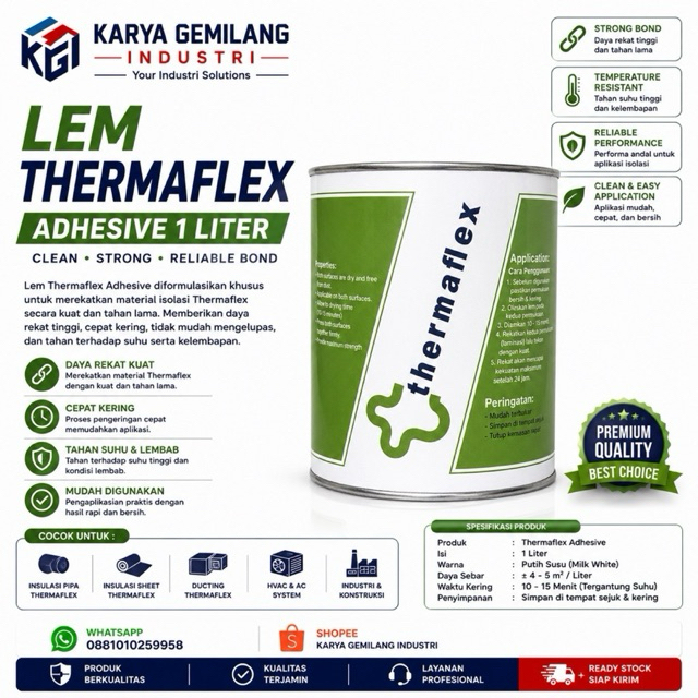 Lem Thermaflex / Proflex Adhesive 1 Liter | Lem Perekat Busa Insulasi AC, HVAC, Armaflex & Rubber Fo