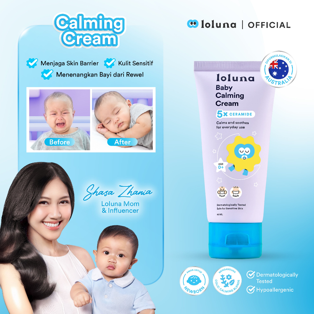 LOLUNA Baby Calming Cream 40ml - Krim Wangi Menenangkan/ Menghangatkan Bayi/ 5x Ceramide/ Chamomile/