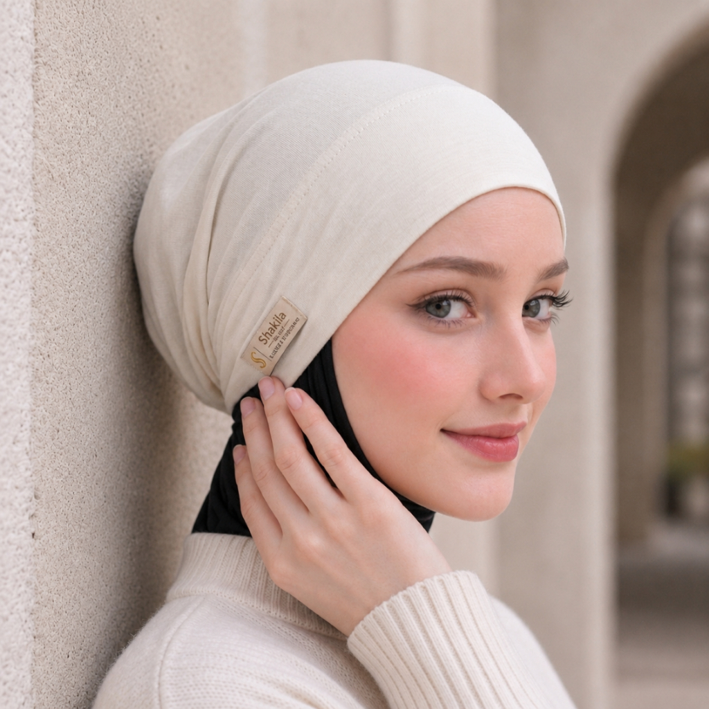 Shakila Scarf Ciput Inner Hijab Wanita Broken White | Inner Kerudung Nyaman Anti Geser Putih