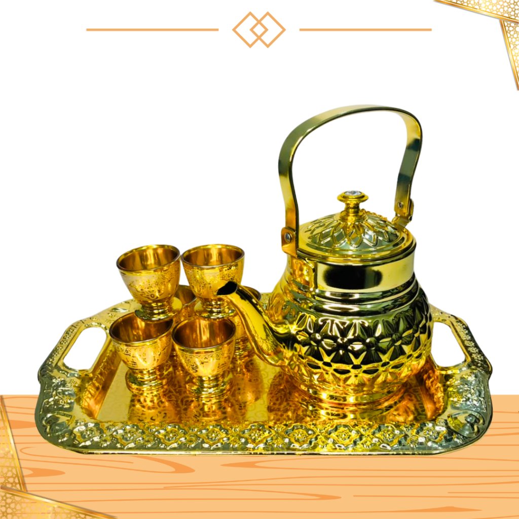 1 set teko dan gelas cantik 1ltr - teko arab mewah - oleh oleh haji - shabani store