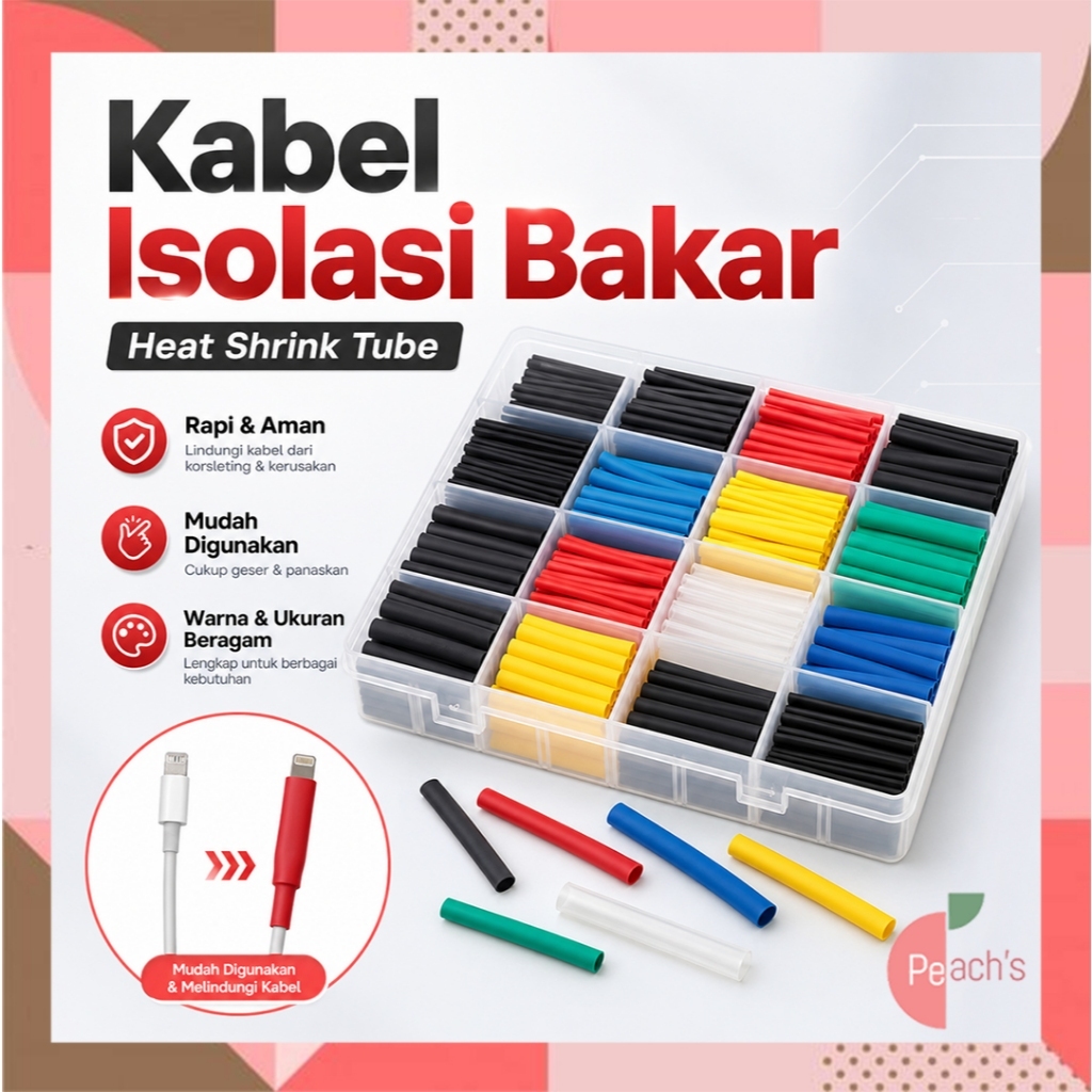 PEACH - Heat Shrink Kabel Bakar Konektor Penyambung Kabel Isolasi Bakar / Selongsong Bakar / Kabel I